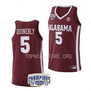 Men's Alabama Crimson Tide #5 Jahvon Quinerly Crimson 2023 SEC NCAA College Basketball Jersey 2403SXVE4